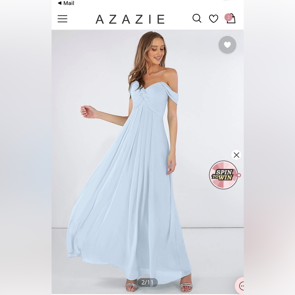 AZAZIE KAITLYNN, Empire Off the Shoulder Chiffon Floor-Length Dress Mist
